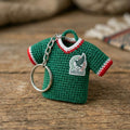 Handmade Crochet Soccer Jersey Keychain – Mini Football Shirt Keyring – Unique Gift for Soccer Fans