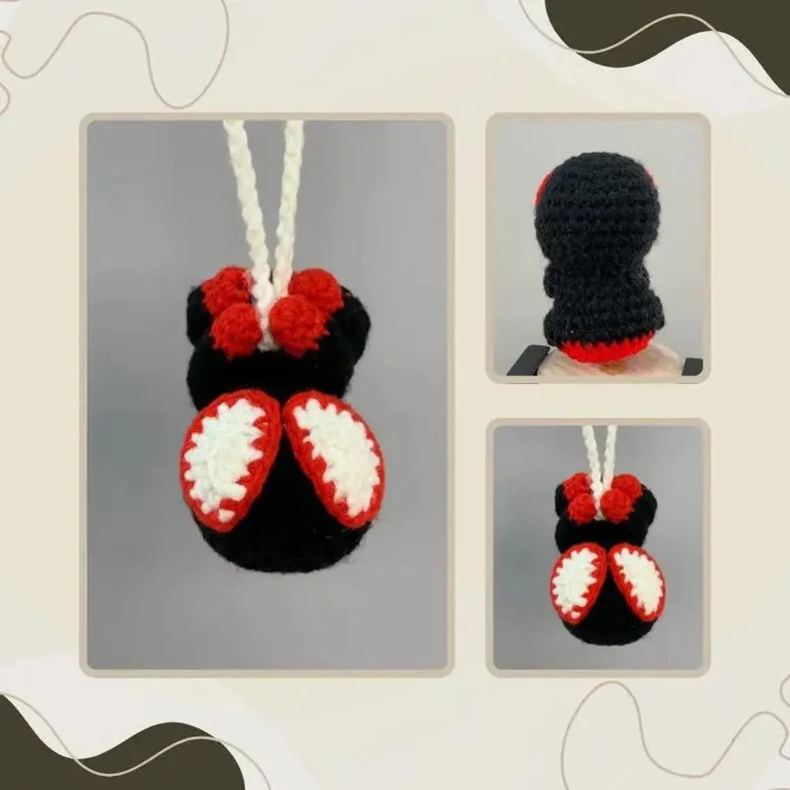 Crochet Spider-Man Car Hanging, Handmade Superhero Rearview Mirror Charm