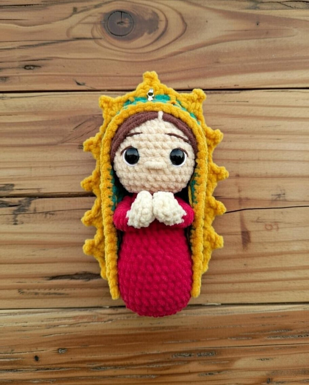 Handmade Crochet Virgin Mary Keychain, Amigurumi Religious Charm