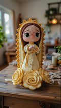 Handmade Crochet Virgin Mary Doll, Catholic Home Decor
