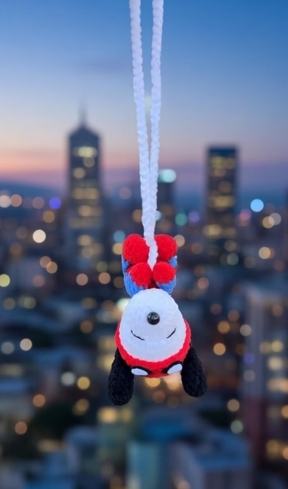 Crochet Snoopy Spiderman Car Charm, Handmade Superhero Dog Plush