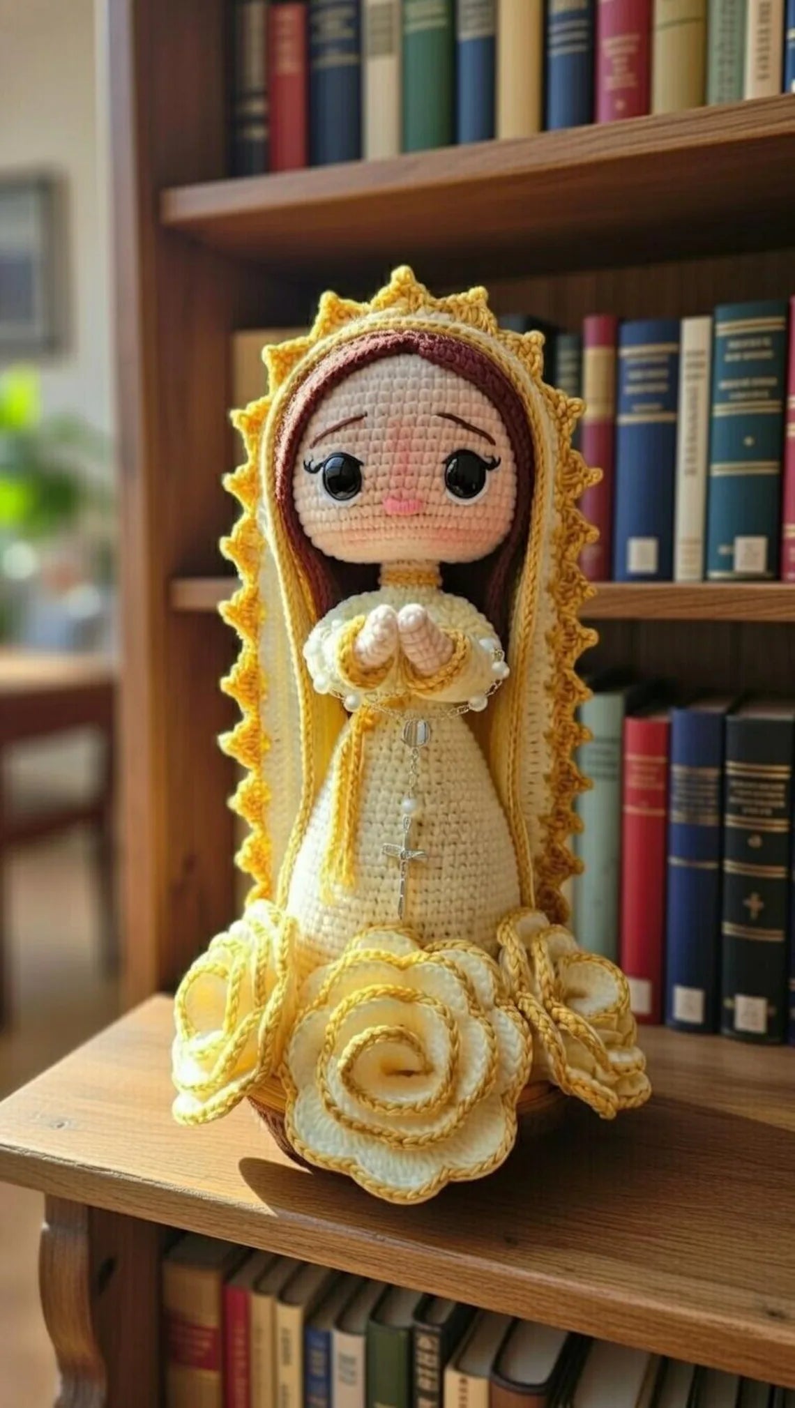 Handmade Crochet Virgin Mary Doll, Catholic Home Decor
