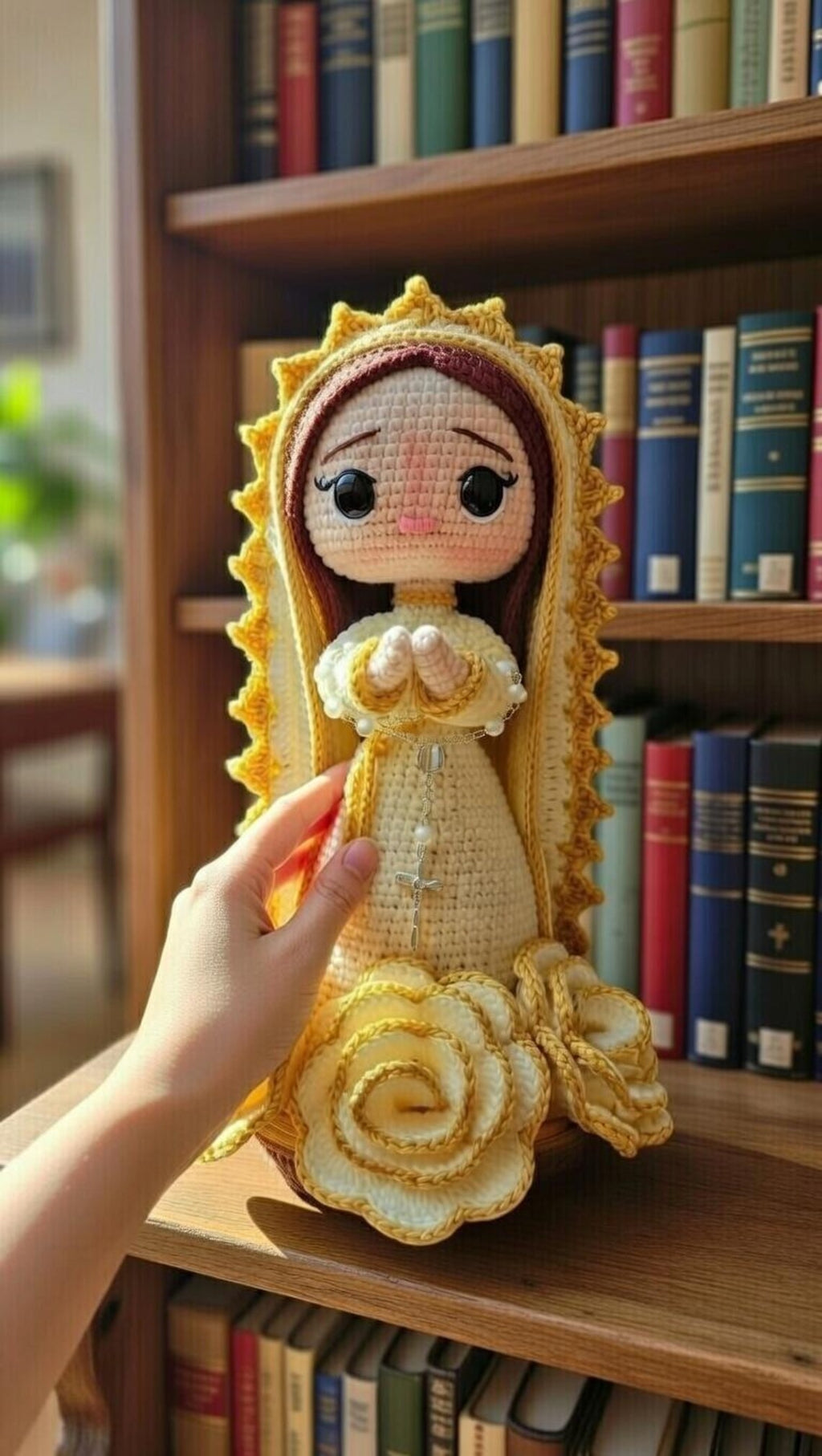 Handmade Crochet Virgin Mary Doll, Catholic Home Decor