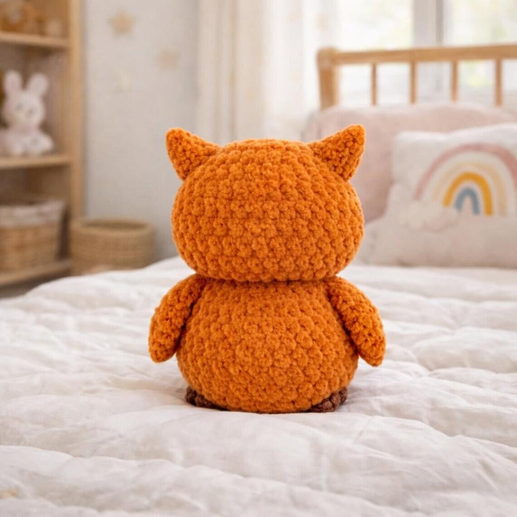 Handmade Crochet Owl Amigurumi Toy, Woodland Nursery Decor, Soft Cotton Yarn Plush
