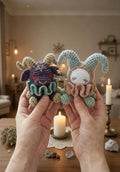 Crochet Jester Keychain, Amigurumi Clown Doll Charm, Whimsical Harlequin Bag Accessory