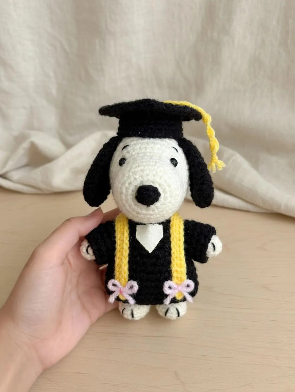 Snoopy Graduation Crochet Doll, Amigurumi Dog Plush, Class of 2026 Keepsake Toy