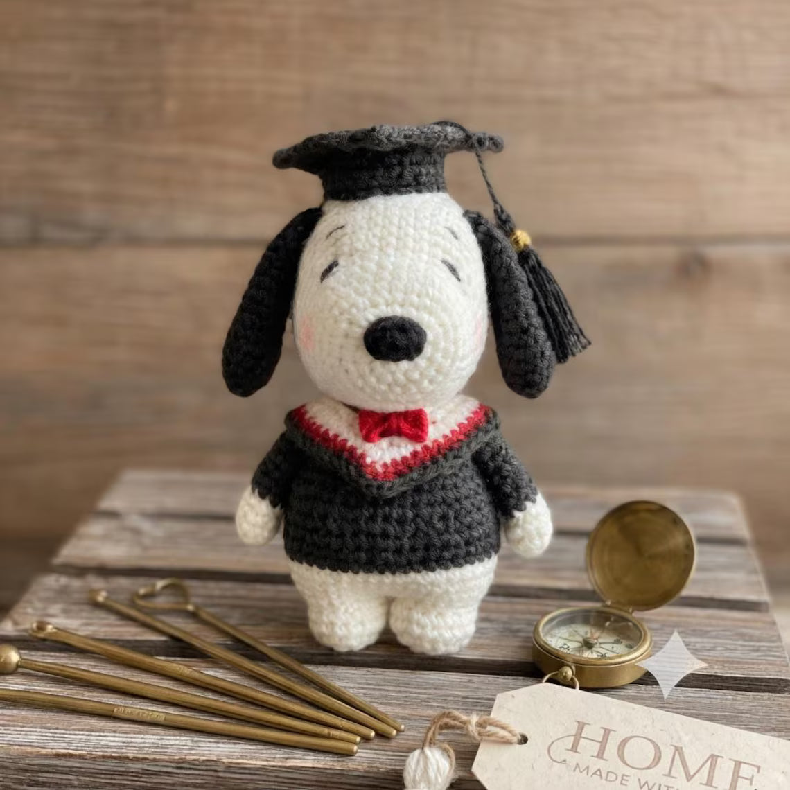 Snoopy Crochet Doll, Amigurumi Dog Plush Toy, Cartoon Kawaii Figure, Gift for Dog Lovers