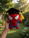 Crochet Spider-Man Graduation Doll, Handmade Superhero Amigurumi Plush, Cute Graduate Gift, Spider Man Inspired Doll