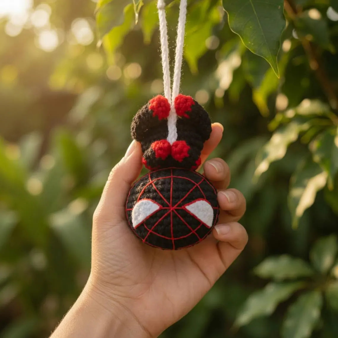Crochet Spider-Man Car Hanging, Handmade Superhero Rearview Mirror Charm