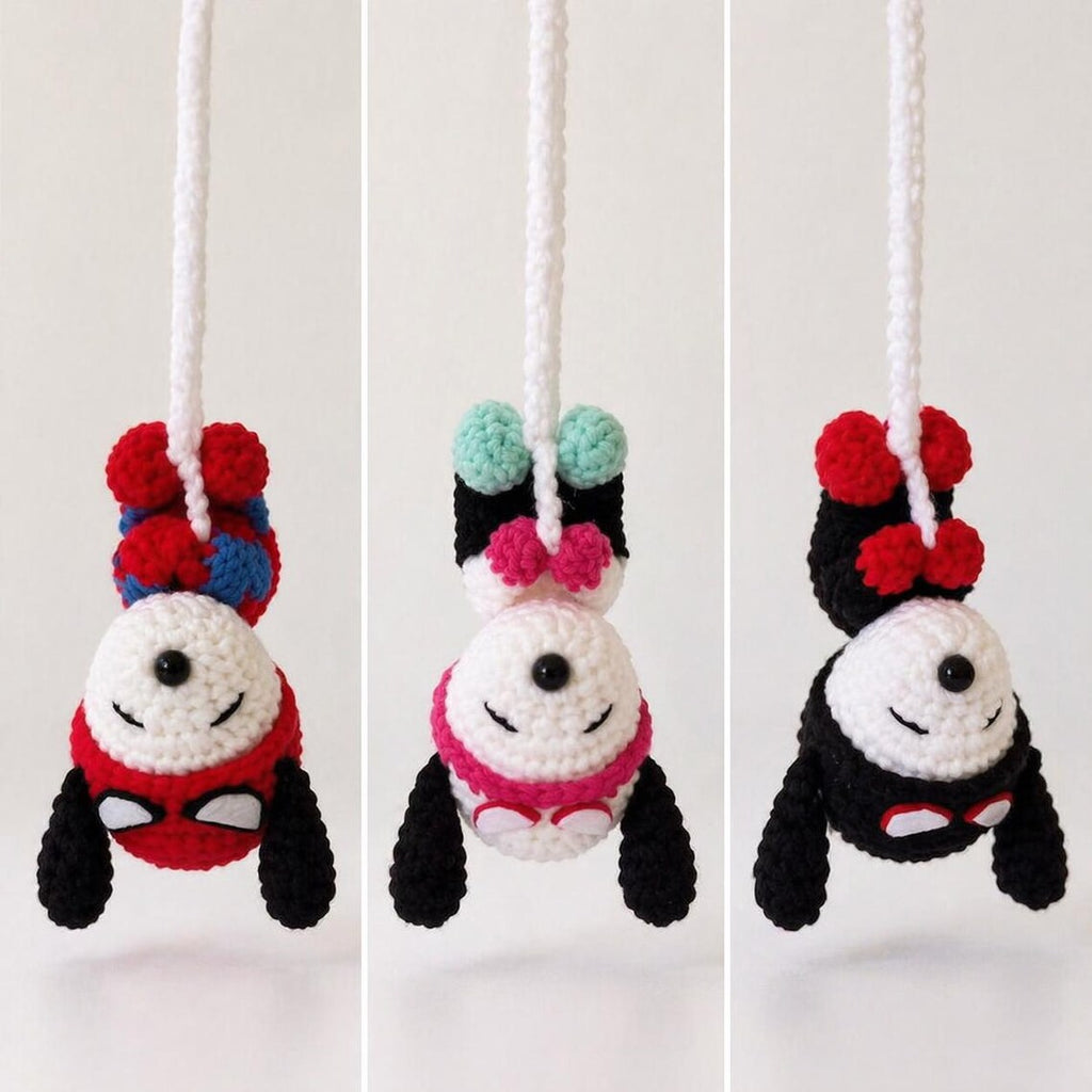 Crochet Snoopy Spiderman Car Charm, Handmade Superhero Dog Plush