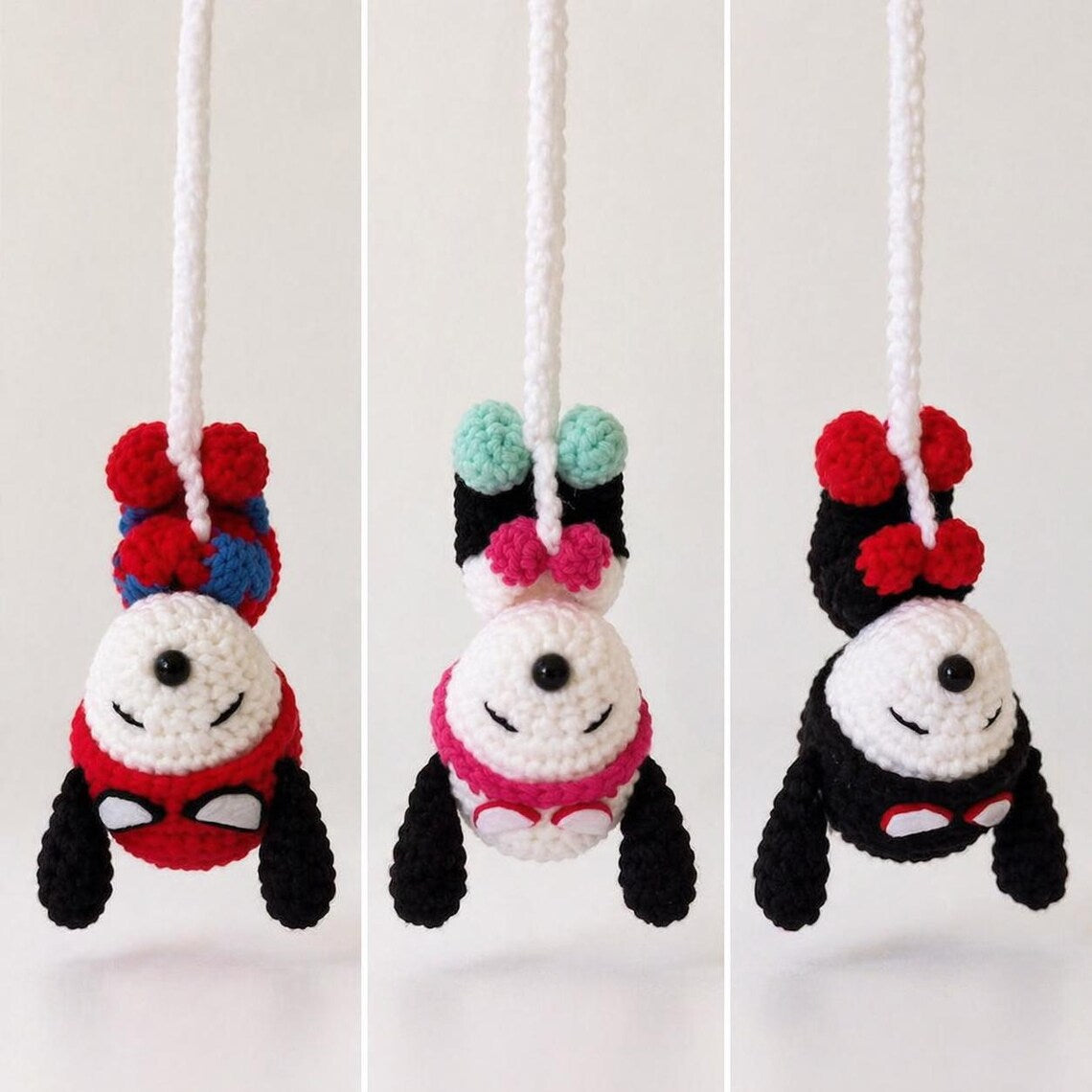 Crochet Snoopy Spiderman Car Charm, Handmade Superhero Dog Plush