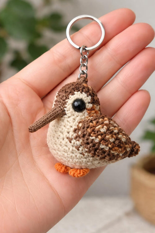 Crochet Bird Keychain, Amigurumi Bird Bag Charm, Cute Animal Keyring, Handmade Woodland Gift, Small Plush Bird, Gift for her