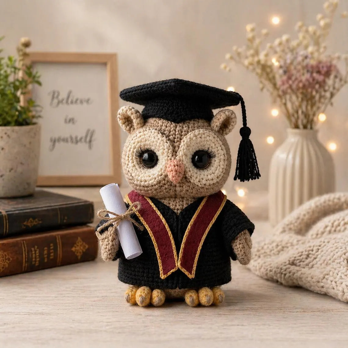 Crochet Owl Graduation Plush, Handmade Amigurumi Owl Doll, Cute Graduation Gift, Student Keepsake, Owl Lover Gift