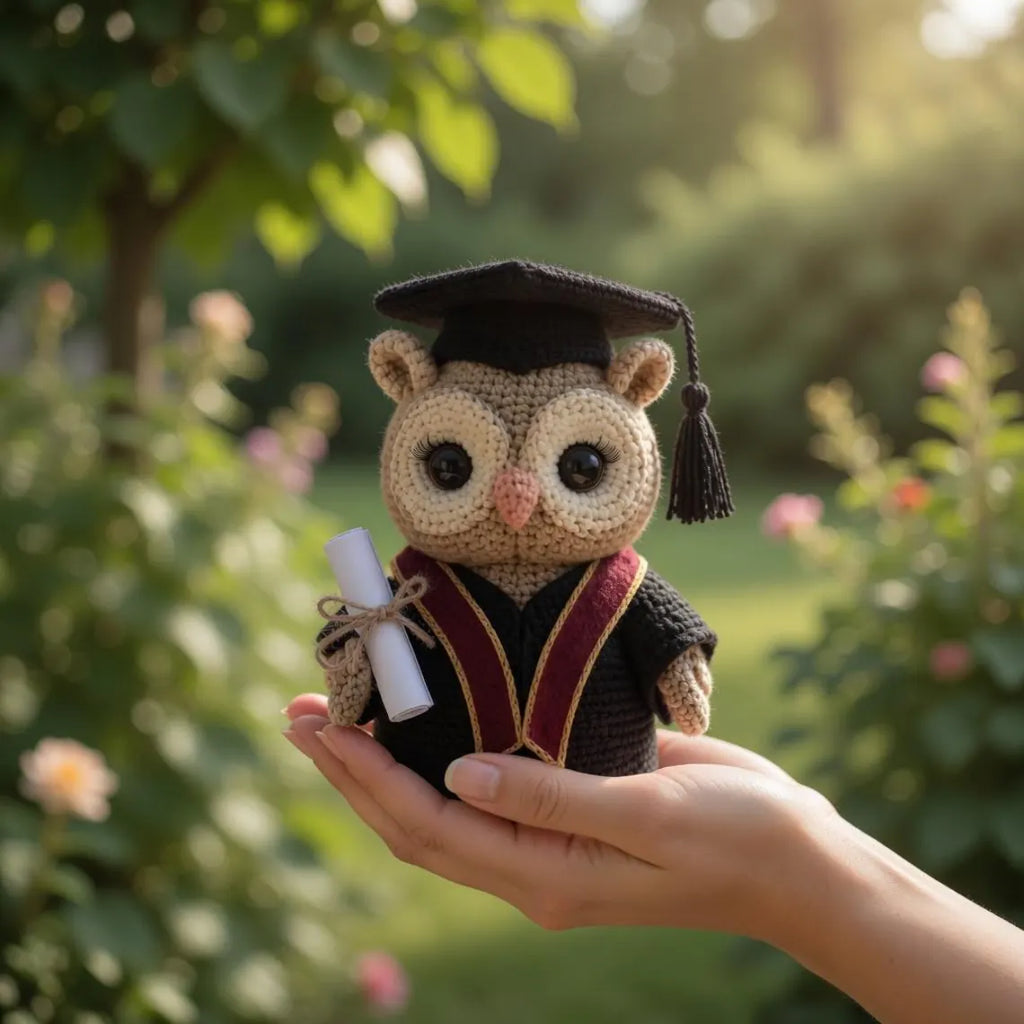 Crochet Owl Graduation Plush, Handmade Amigurumi Owl Doll, Cute Graduation Gift, Student Keepsake, Owl Lover Gift