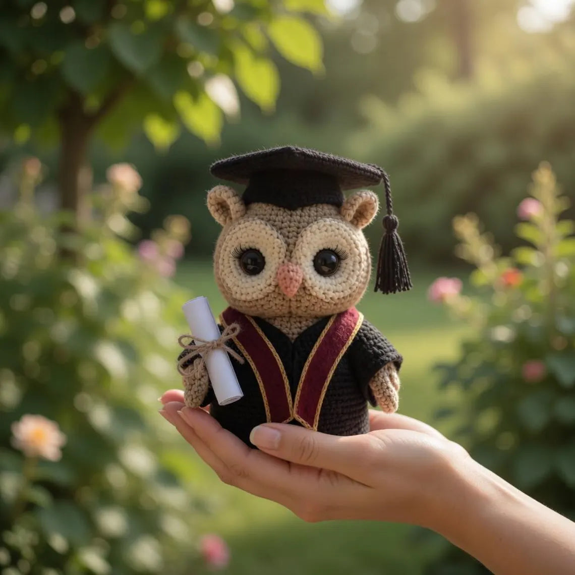 Crochet Owl Graduation Plush, Handmade Amigurumi Owl Doll, Cute Graduation Gift, Student Keepsake, Owl Lover Gift