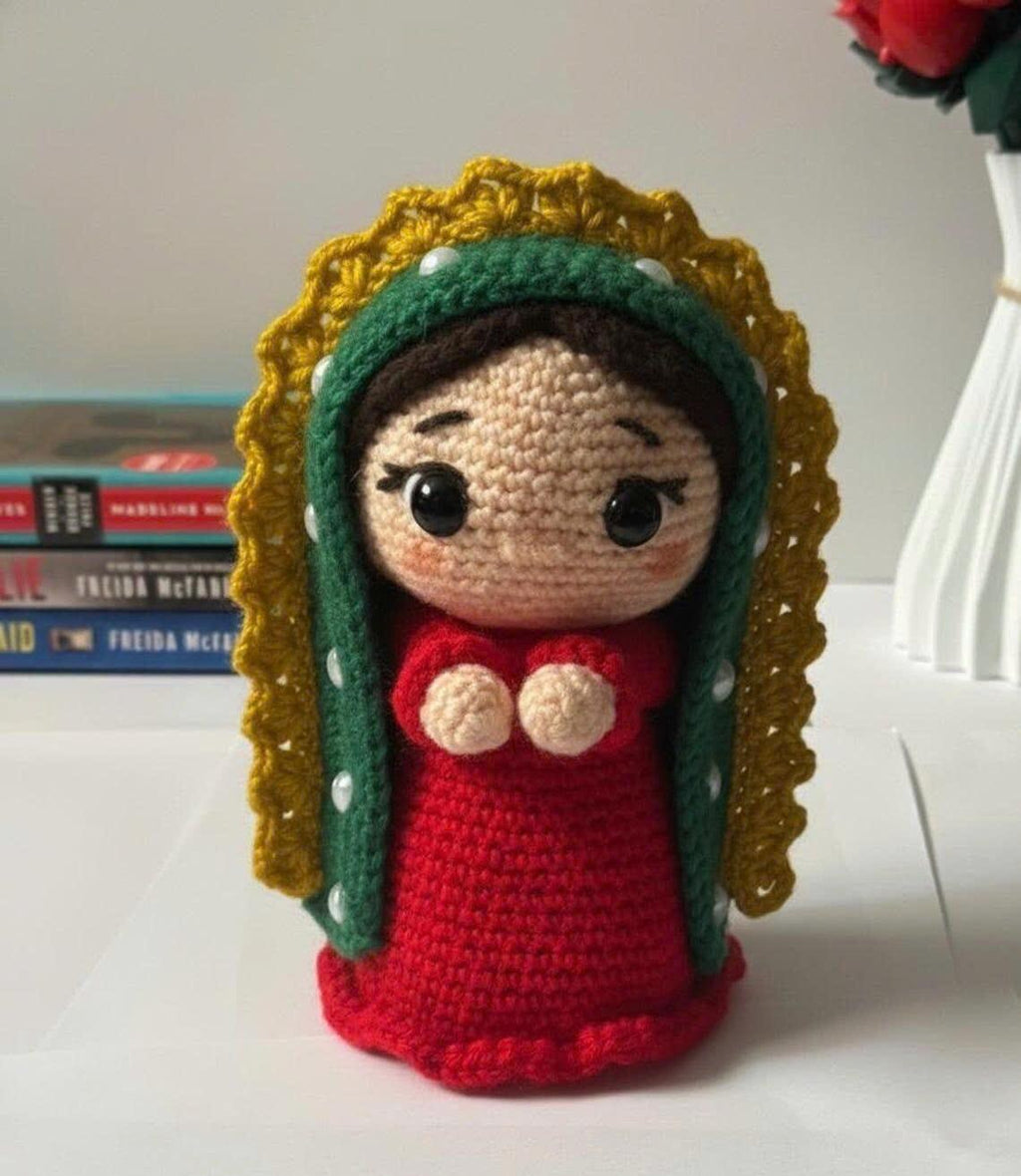 Crochet Virgin Mary Doll, Handmade Amigurumi Our Lady Plush, Catholic Gift, Religious Crochet Doll, Prayer Gift, Christian Keepsake