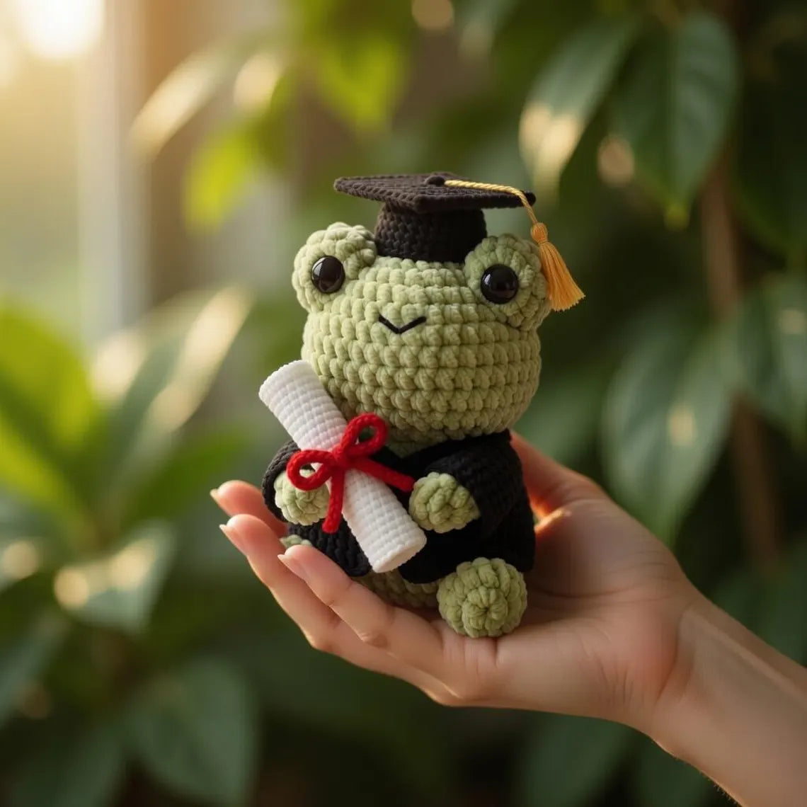 Custom Crochet Graduation Frog, Amigurumi Frog Plush with Cap, Personalized Class of 2026 Gift, Cute Frog Keepsake, Handmade Graduation Gift