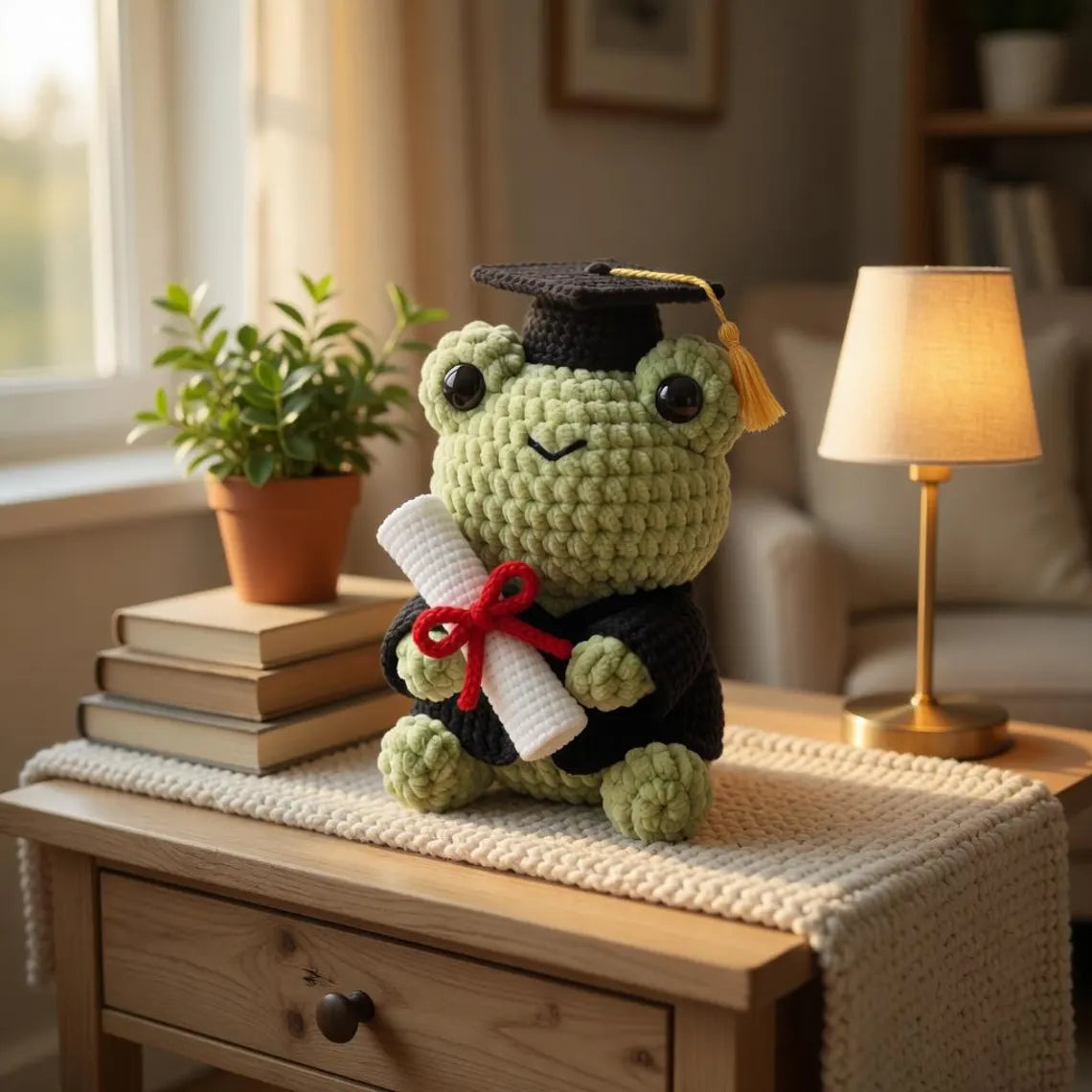 Custom Crochet Graduation Frog, Amigurumi Frog Plush with Cap, Personalized Class of 2026 Gift, Cute Frog Keepsake, Handmade Graduation Gift