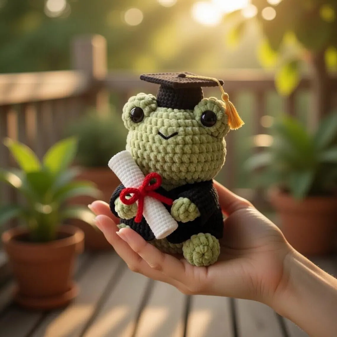 Custom Crochet Graduation Frog, Amigurumi Frog Plush with Cap, Personalized Class of 2026 Gift, Cute Frog Keepsake, Handmade Graduation Gift