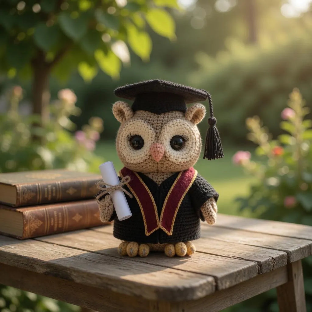 Crochet Owl Graduation Plush, Handmade Amigurumi Owl Doll, Cute Graduation Gift, Student Keepsake, Owl Lover Gift