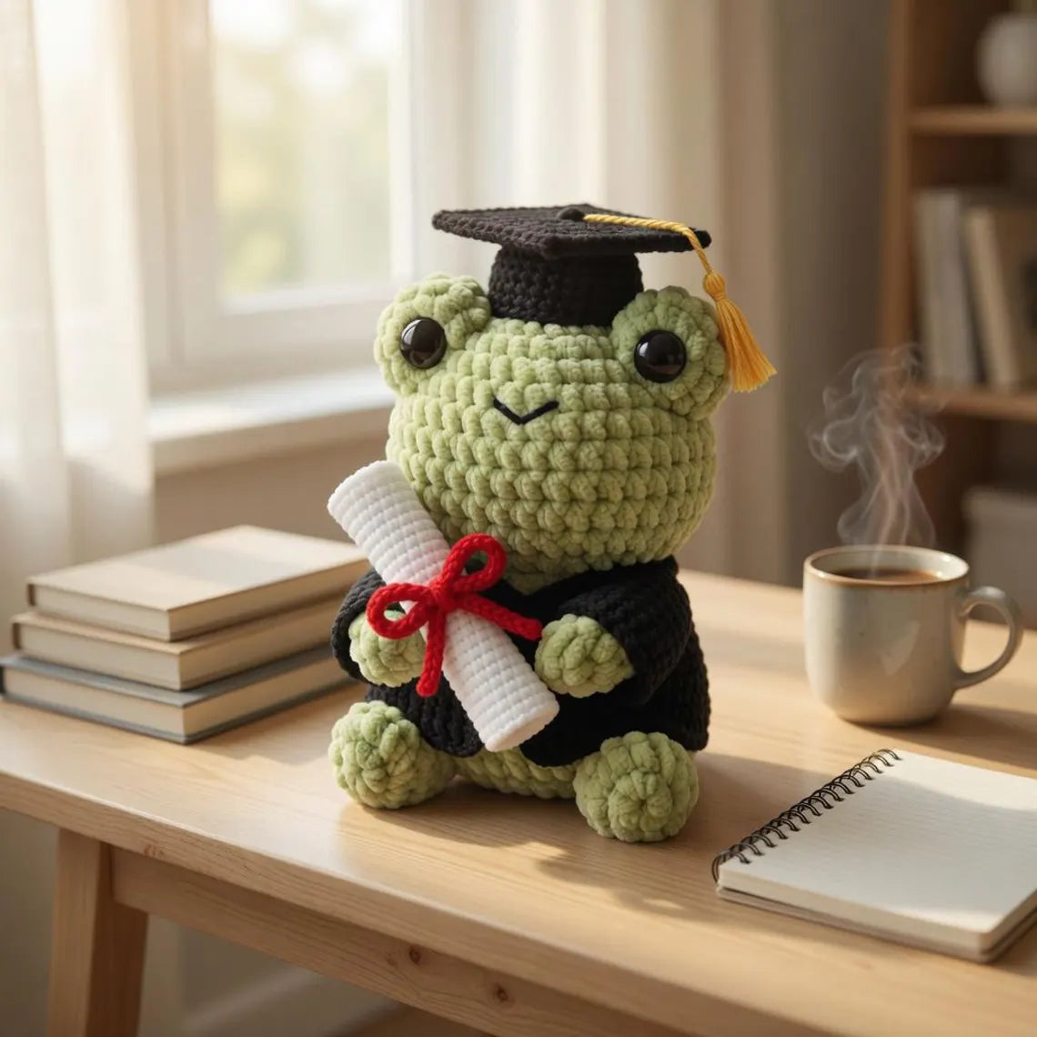 Custom Crochet Graduation Frog, Amigurumi Frog Plush with Cap, Personalized Class of 2026 Gift, Cute Frog Keepsake, Handmade Graduation Gift