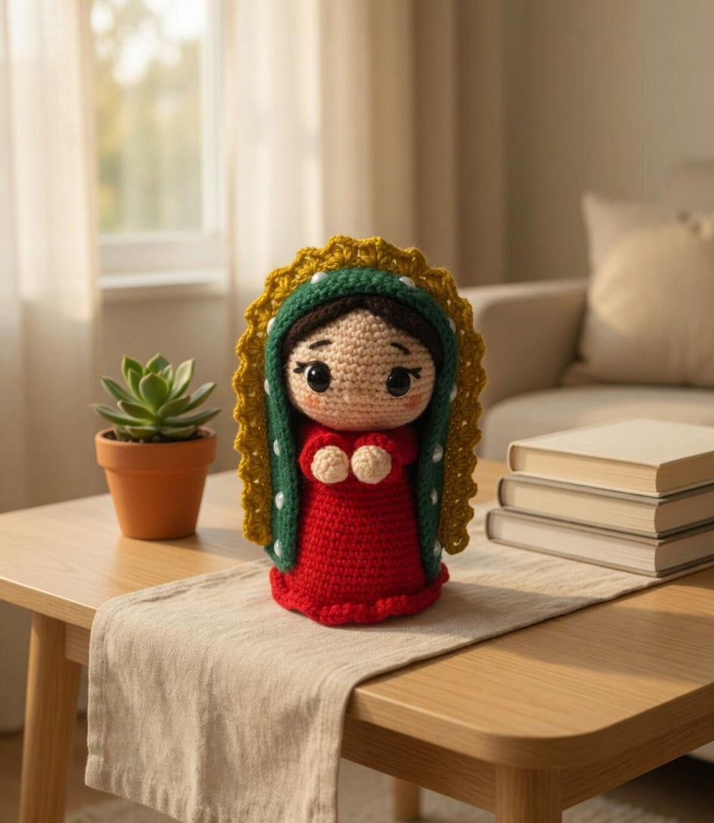Crochet Virgin Mary Doll, Handmade Amigurumi Our Lady Plush, Catholic Gift, Religious Crochet Doll, Prayer Gift, Christian Keepsake