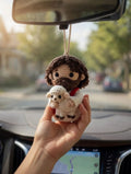 Jesus Crochet Car Hanging, Handmade Christian Rearview Mirror Charm, Jesus Holding Lamb Amigurumi Decor, Religious Car Accessory Gift