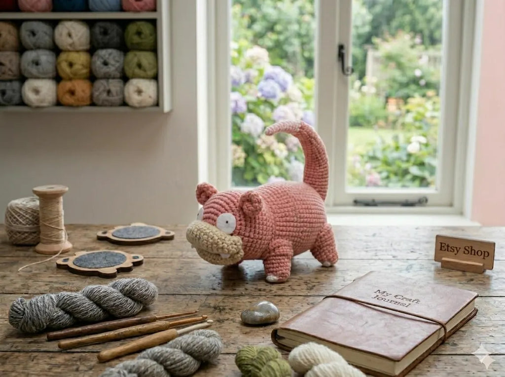 Crochet Poke Amigurumi Keychain, Handmade Pokem0n Plush Toy, Cute Desk Decor