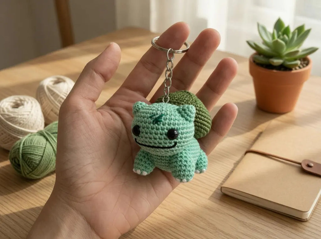 Crochet Poke Amigurumi Keychain, Handmade Pokem0n Plush Toy, Cute Desk Decor