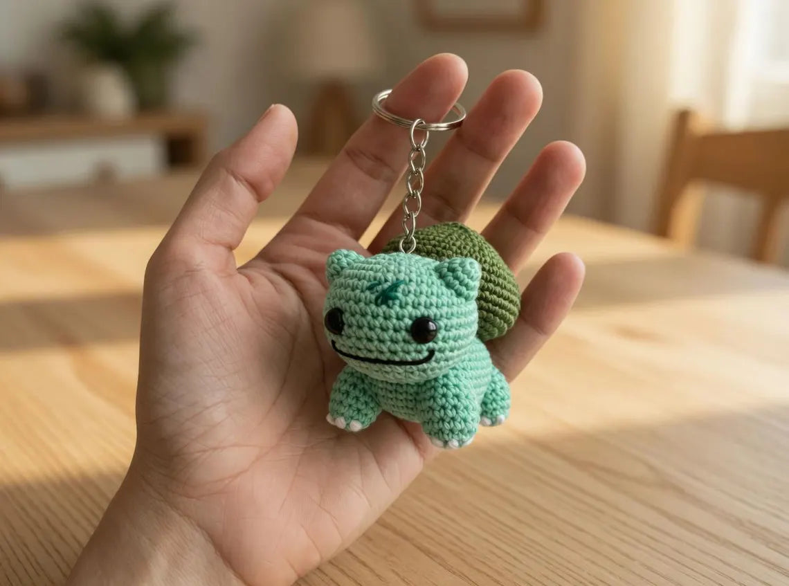 Crochet Poke Amigurumi Keychain, Handmade Pokem0n Plush Toy, Cute Desk Decor