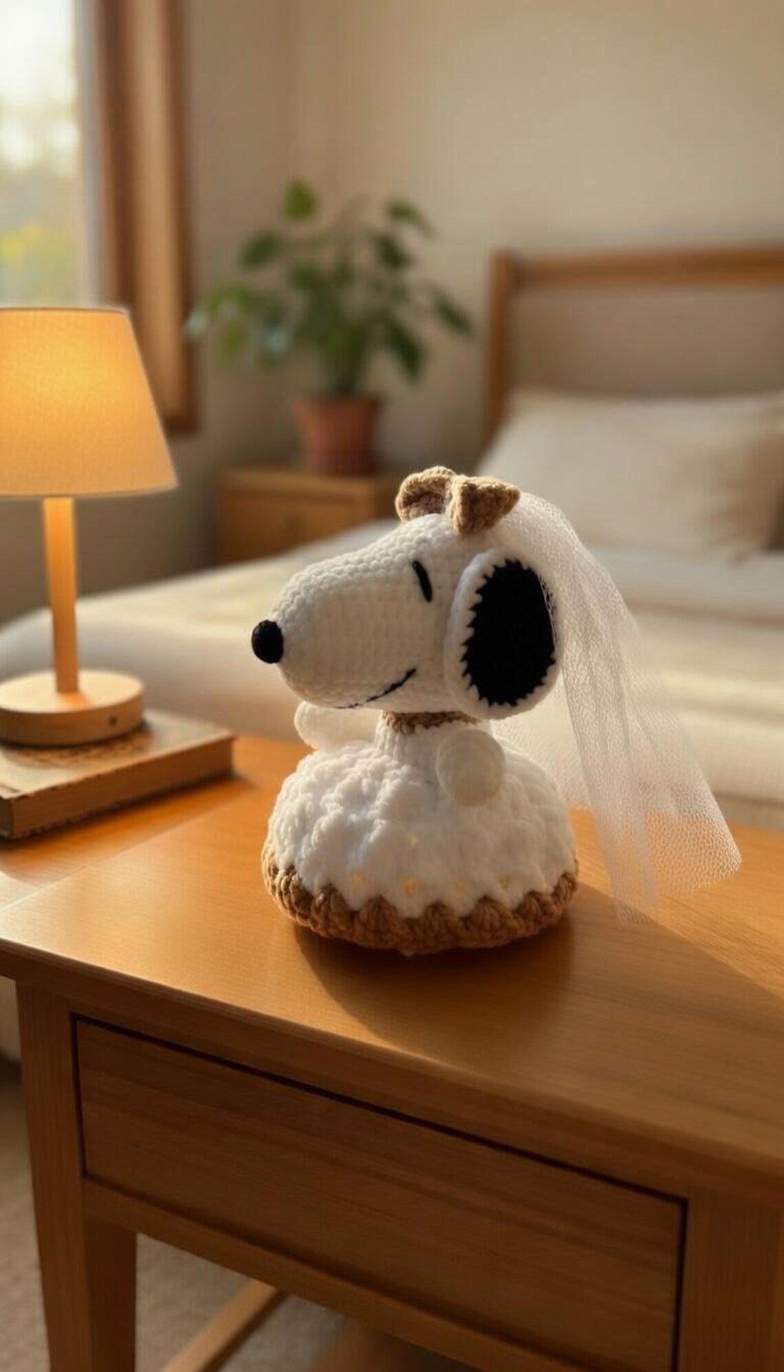 Snoopy Crochet Wedding Couple, Handmade Dog Bride and Groom Plush, Romantic Amigurumi Anniversary Gift, Cute Wedding Decor for Couples