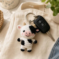 Cow Crochet Keychain, Handmade Highland Cow Plush Charm, Cute Amigurumi Farm Animal Keyring, Kawaii Cow Bag Accessory, Cow Lover Gift