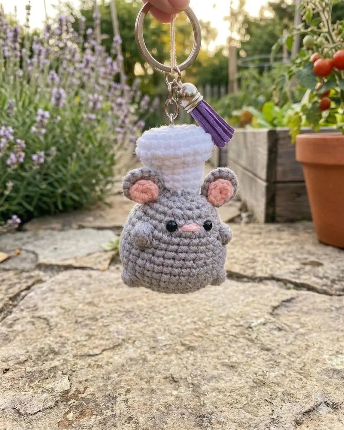 Crochet Mouse Keychain, Handmade Mouse Amigurumi, Cute Crochet Rat Charm, Kawaii Animal Keyring, Tiny Mouse Plush, Cottagecore Gift