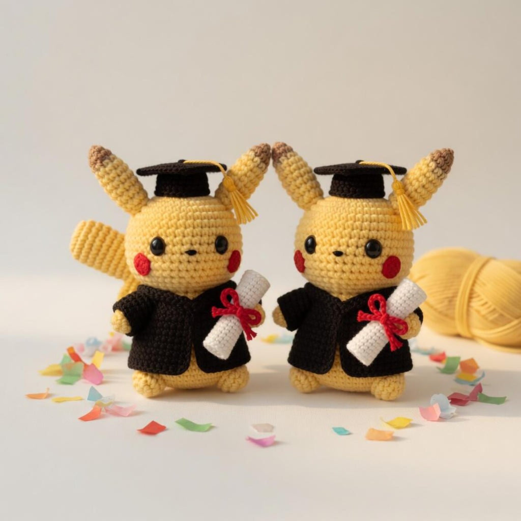 Pika Graduation Crochet Plush, Handmade P0kemon Graduation Gift , Graduation Amigurumi, College Graduate Gift, Graduation Keepsake