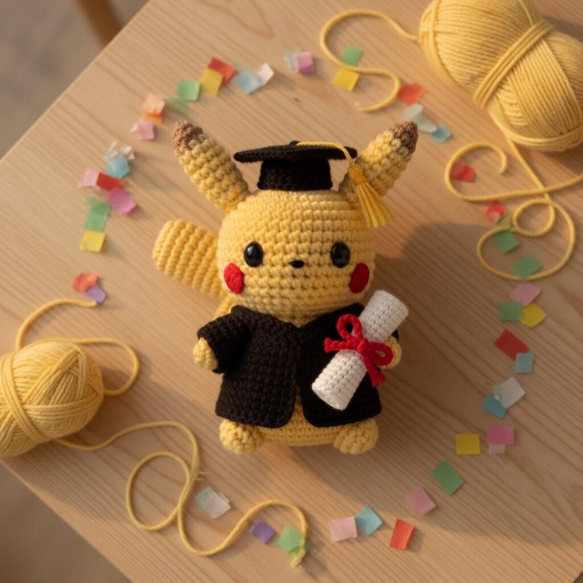 Pika Graduation Crochet Plush, Handmade P0kemon Graduation Gift , Graduation Amigurumi, College Graduate Gift, Graduation Keepsake