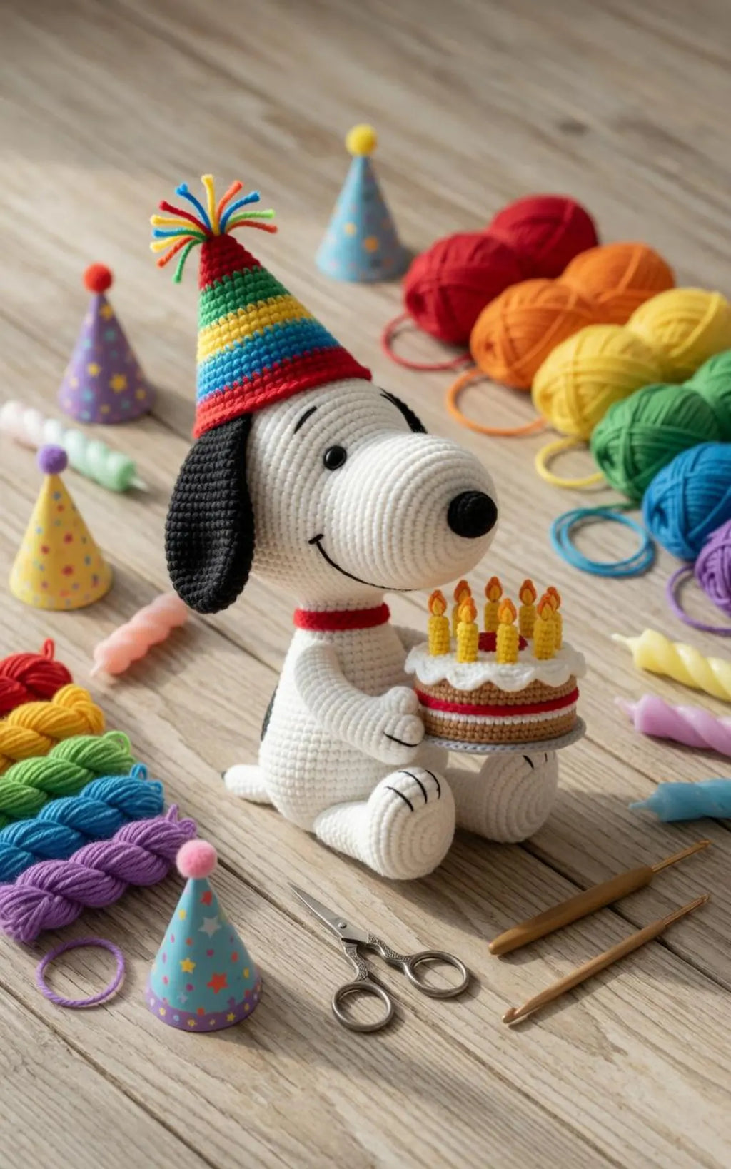 Snoopy Birthday Crochet Plush, Handmade Snoopy Birthday Gift, Crochet Dog Plush, Birthday Amigurumi, Cute Snoopy Plush Toy, Celebration Gift