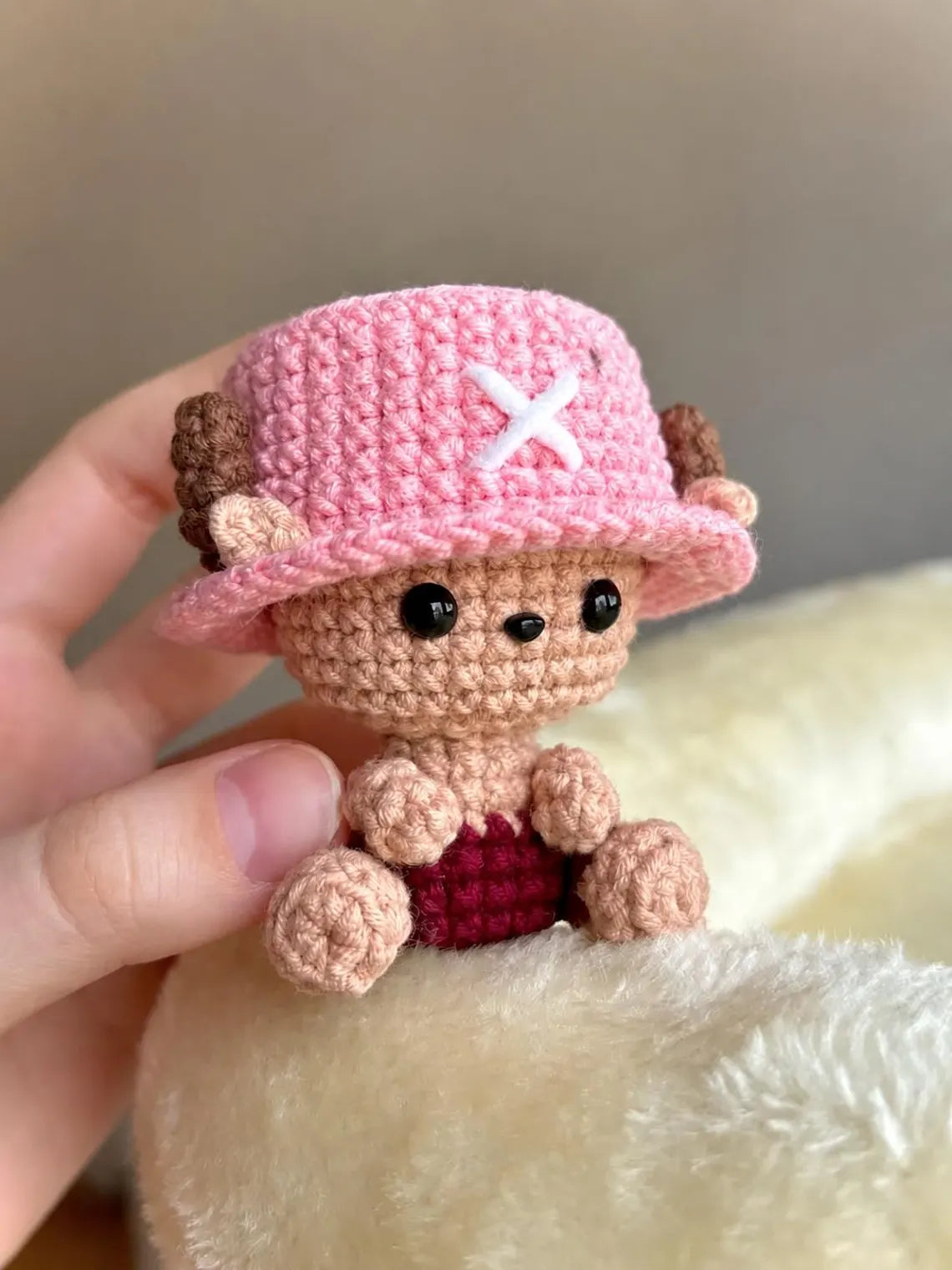 One Piece Crochet Keychain, Luffy Chopper Crochet Plush, Handmade Anime Amigurumi Keychain, Straw Hat Crew Doll