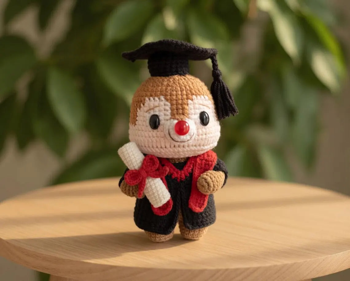 Chip and Dale Graduation Crochet Plush, Cute Chipmunk Graduate Doll, Squirrel Plushie, Senior Graduation Gift, Class of 2026 Keepsake