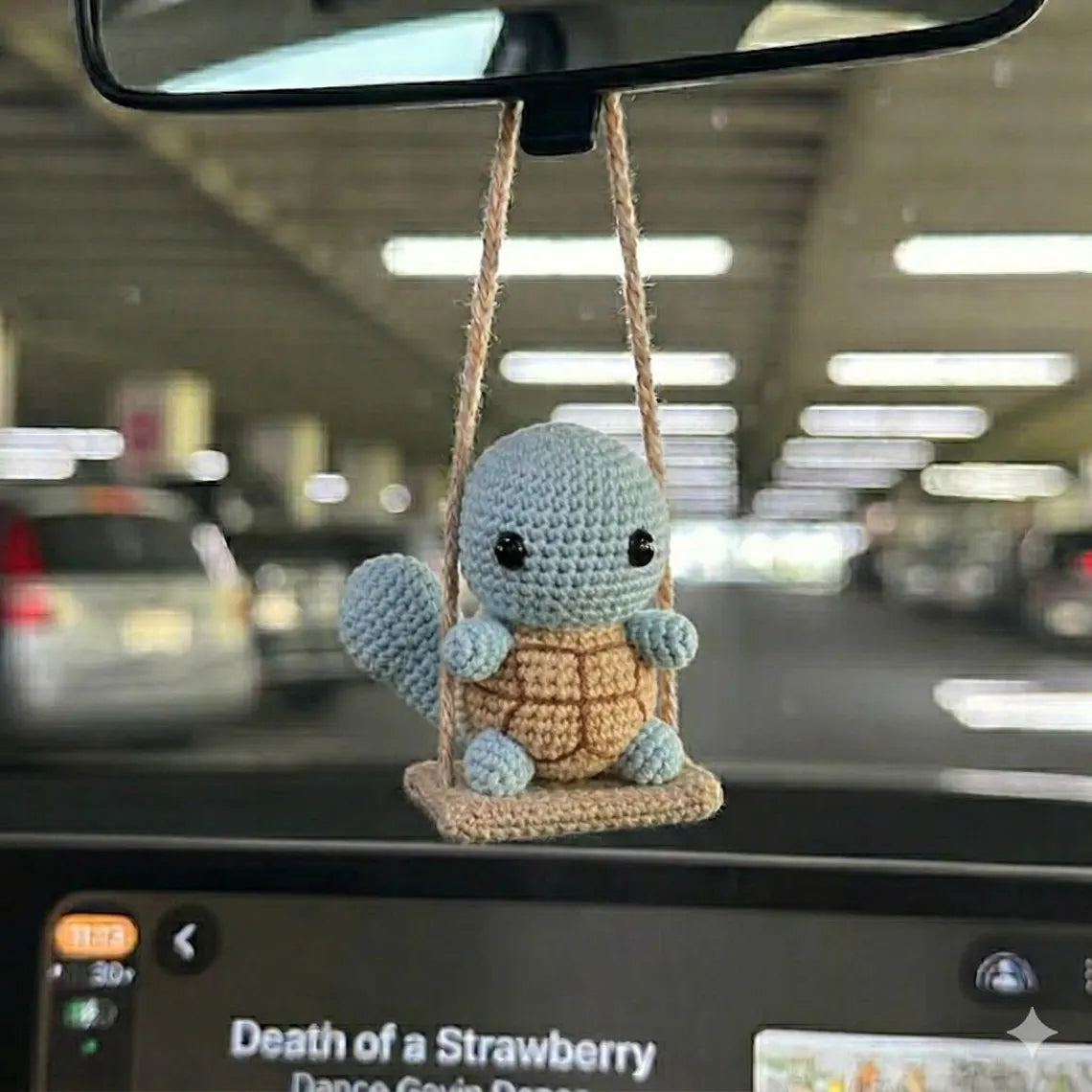 Pokem0n Crochet Car Hanging, Charmander Car Charm, Pokem0n Rearview Mirror Decor, Handmade Crochet Car Accessory, Anime Gift
