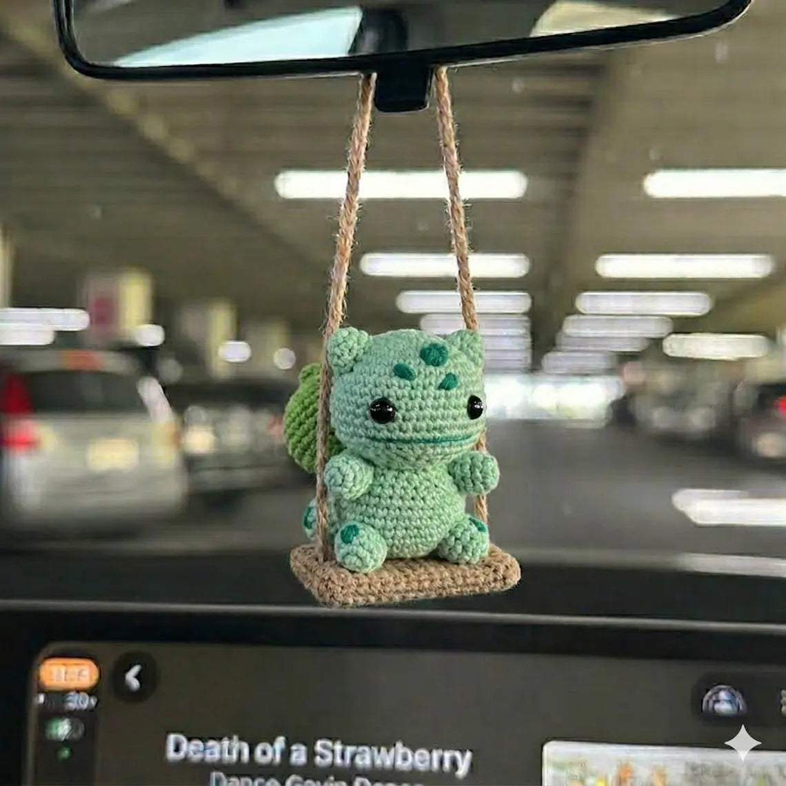 Pokem0n Crochet Car Hanging, Charmander Car Charm, Pokem0n Rearview Mirror Decor, Handmade Crochet Car Accessory, Anime Gift
