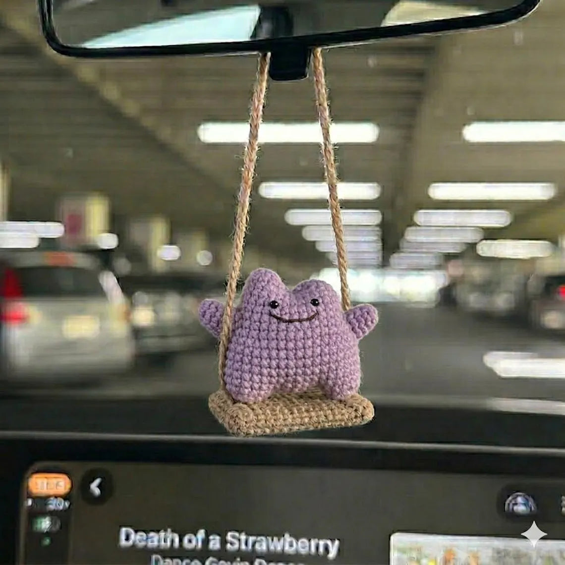 Pokem0n Crochet Car Hanging, Charmander Car Charm, Pokem0n Rearview Mirror Decor, Handmade Crochet Car Accessory, Anime Gift