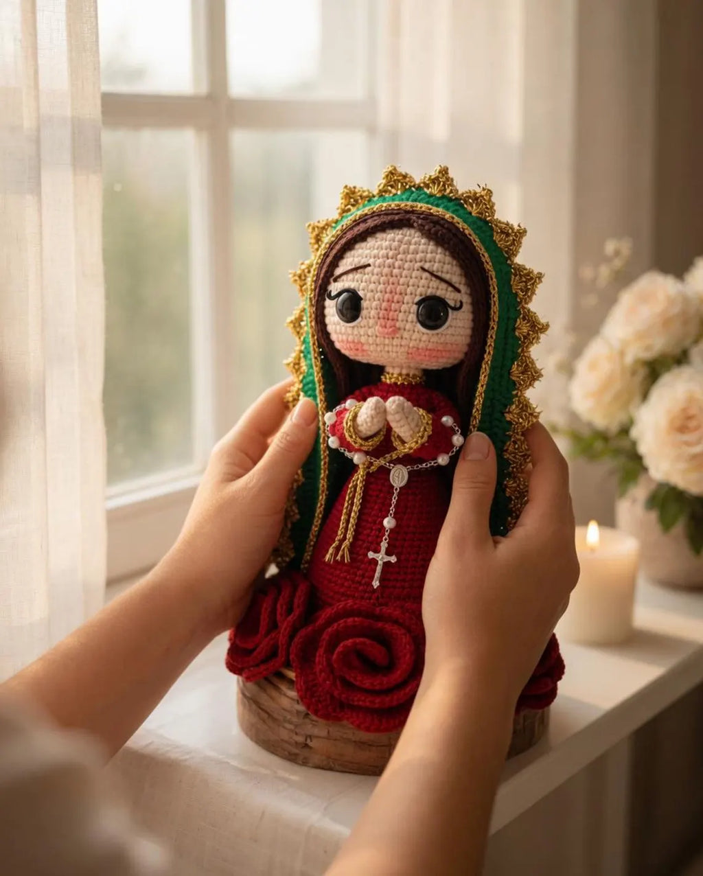 Virgin Mary Crochet Doll – Handmade Catholic Amigurumi Gift