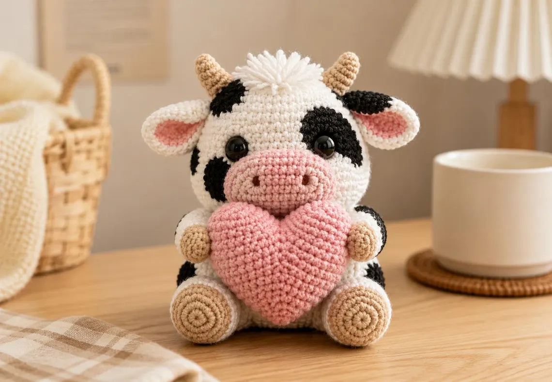 Cow Crochet Plush, Highland Cow Crochet, Crochet Cow Plushie, Amigurumi Cow, Handmade Plush Toy, Cute Cow Gift