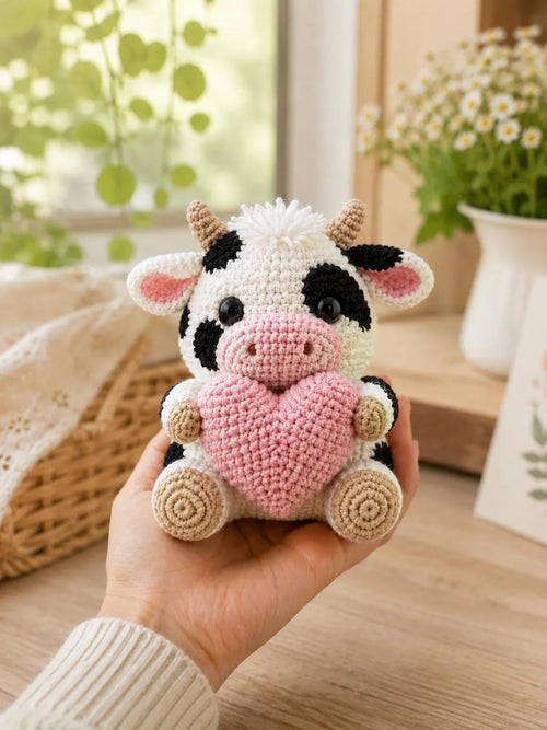 Cow Crochet Plush, Highland Cow Crochet, Crochet Cow Plushie, Amigurumi Cow, Handmade Plush Toy, Cute Cow Gift