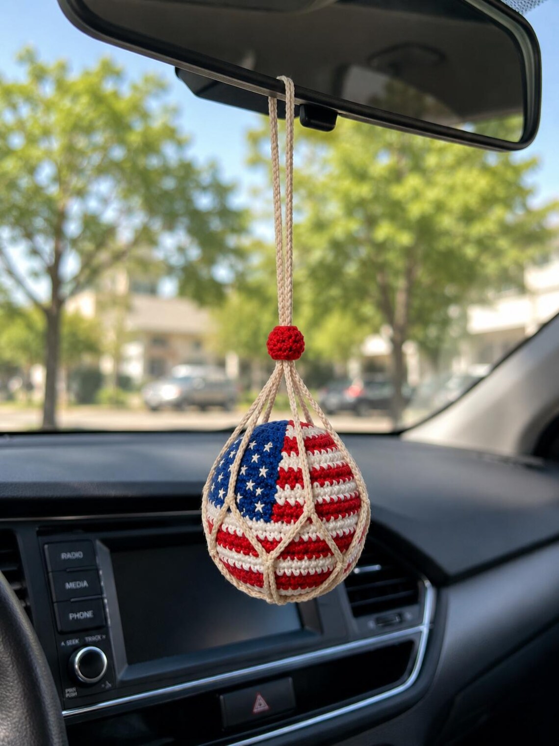 Patriotic Crochet Hacky Sack, USA Flag Footbag, Hand Crochet Juggling Ball, ADHD Fidget Toy, 90s Footbag Gift, Stress Relief Pocket Toy
