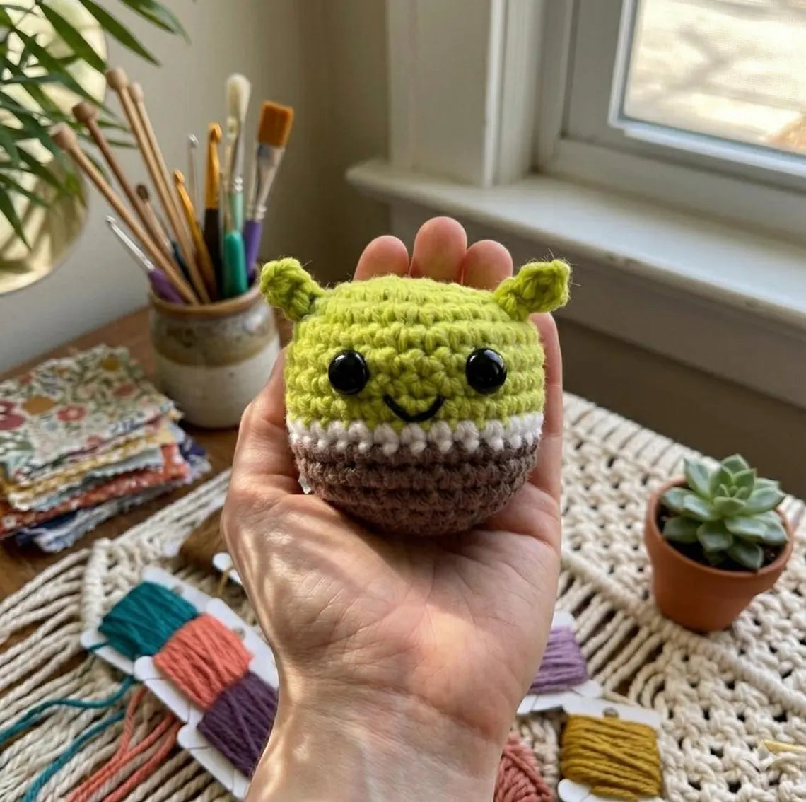 Shrek Crochet Hacky Sack Footbag, Ogre Juggling Ball, Hand Crochet ADHD Fidget Toy, Retro 90s Footbag, Funny Stress Relief Gift