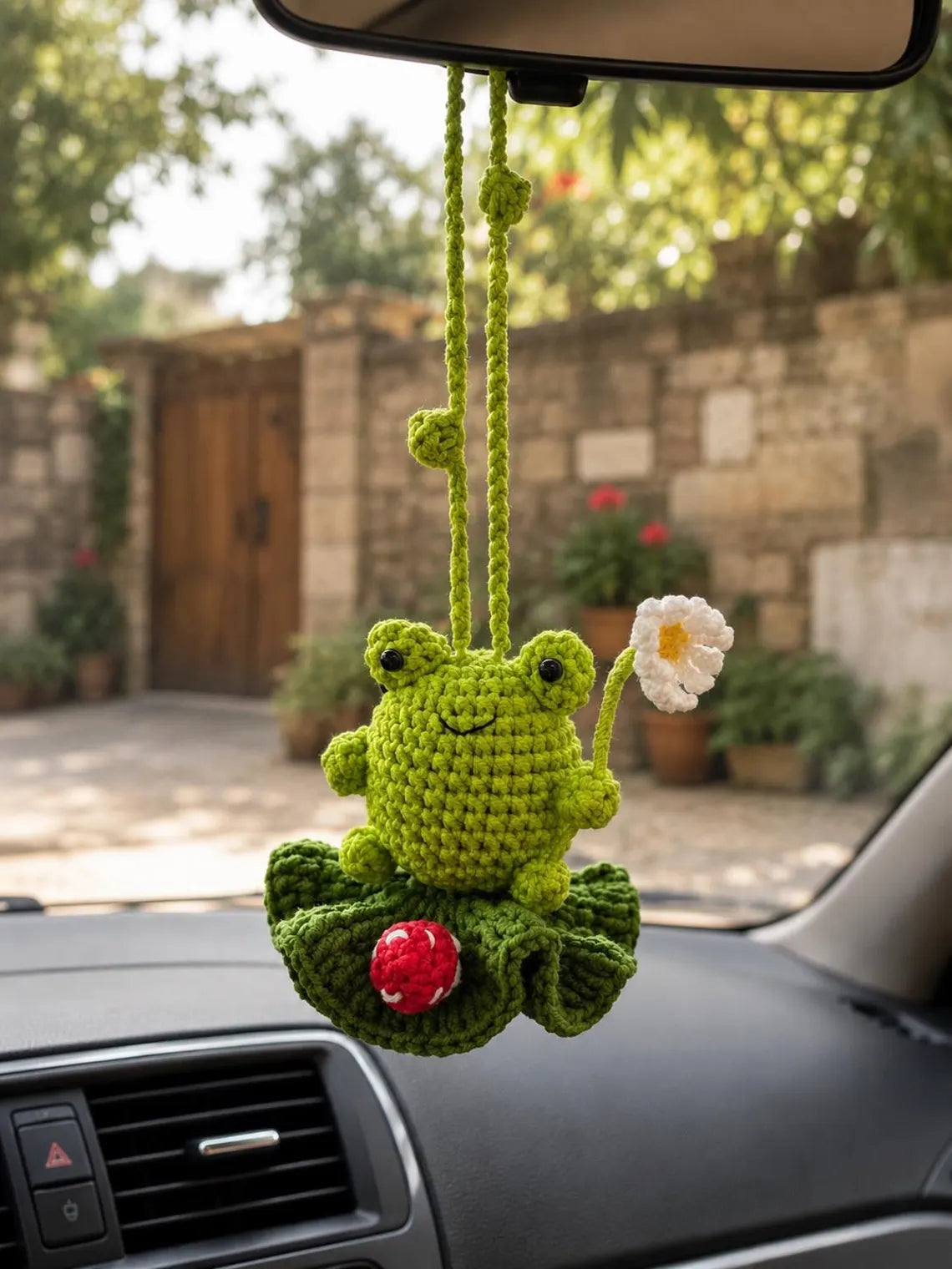 Frog Car Hanging Crochet, Crochet Frog Car Charm, Handmade Frog Ornament, Cute Car Accessory, Frog Lover Gift, Amigurumi Frog Hanging