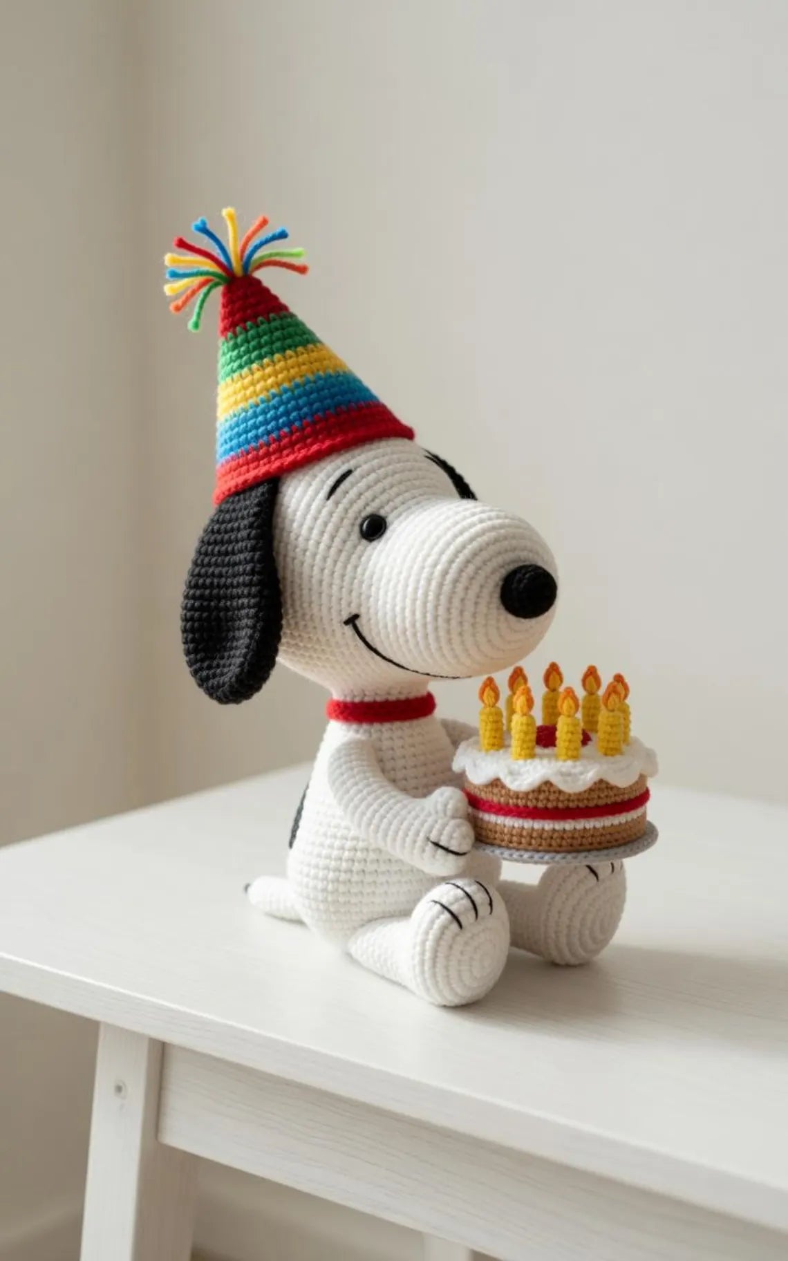 Snoopy Birthday Crochet Plush, Handmade Snoopy Birthday Gift, Crochet Dog Plush, Birthday Amigurumi, Cute Snoopy Plush Toy, Celebration Gift