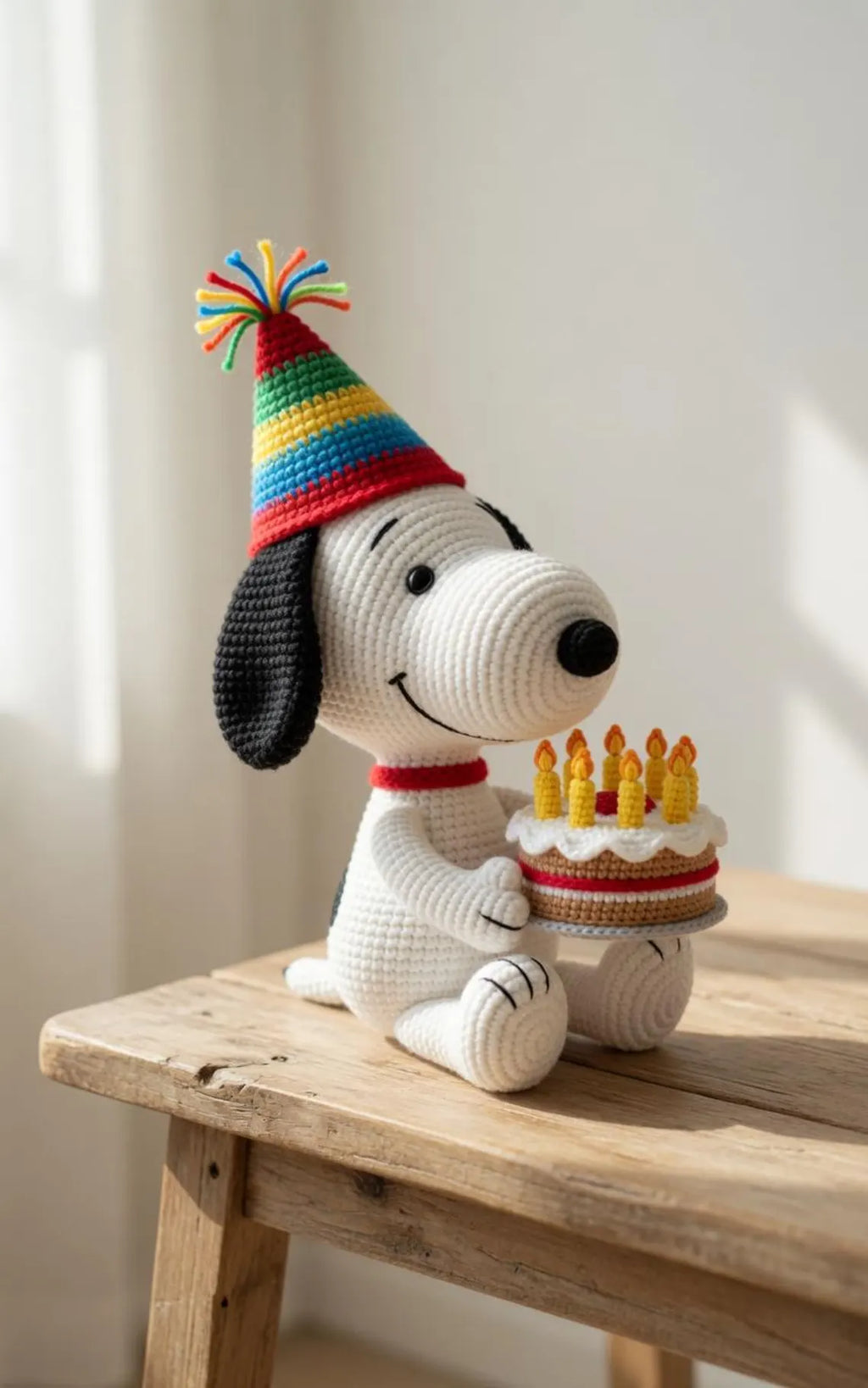 Snoopy Birthday Crochet Plush, Handmade Snoopy Birthday Gift, Crochet Dog Plush, Birthday Amigurumi, Cute Snoopy Plush Toy, Celebration Gift