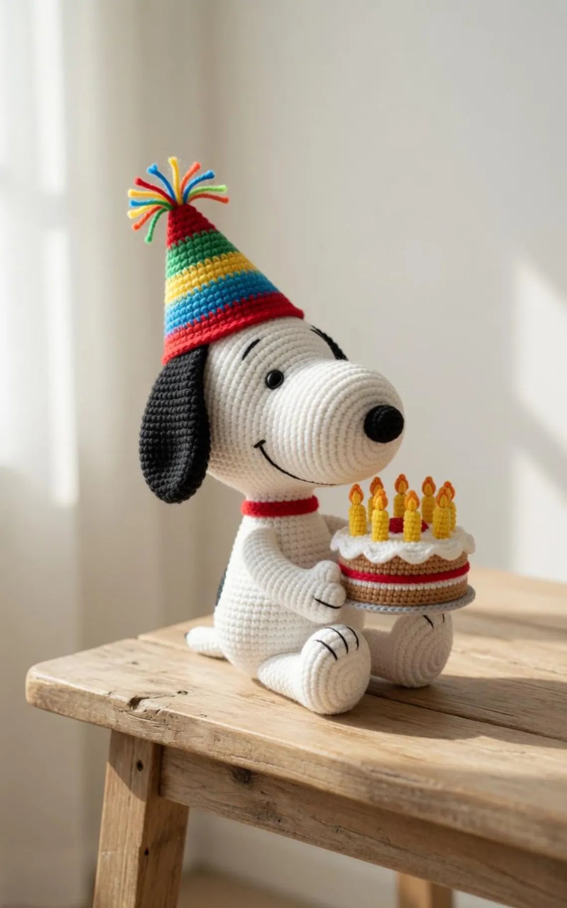 Snoopy Birthday Crochet Plush, Handmade Snoopy Birthday Gift, Crochet Dog Plush, Birthday Amigurumi, Cute Snoopy Plush Toy, Celebration Gift